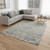 8' X 10' Blue Gray And Cream Floral Area Rug With Fringe