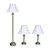 60" Antiqued Brass Metal Floor Lamp Floor and Table Lamp Set With White Fabric Bell Shade