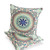 Set of Two Beige And Blue Geometric Indoor Outdoor Throw Pillow