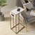 26" White and Gold Faux Marble and Iron Frame End Table And USB Port