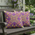 Set of Two Purple And Yellow Botanical Indoor Outdoor Throw Pillow