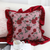 Rose Garden Pillow Covers with Burgundy Ruffle Floral Decorative Cushion Cases for Sofa, BedHome Dcor