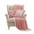 Cozy  Flannel Throw Blanket with Pillow Covers Ribbed PomPomsBlush Bloom Design