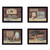 Homeroots Home Decor Set of Four Bathroom Black Framed Print Wall Art, Black, Set of Four