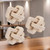 Set of Three Beige Wood Tabletop Sculpture