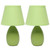 Set of Two 9" Green Round Table Lamps With Drum Shades