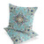 Set of Two Aqua And Brown Floral Indoor Outdoor Throw Pillow