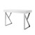 48" White and Silver Wood and Stainless Steel Writing Desk With Two Drawers