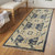 8' Blue and Ivory Wool Geometric Hand Knotted Runner Rug With Fringe