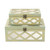 Set of Two Blue And White Wood And Mirrored Glass Box With Lid