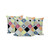 Set of Three Yellow And Pink Diamond Indoor Outdoor Throw Pillow