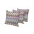 Set of Three Magenta Off White And Orange Ikat Indoor Outdoor Throw Pillow