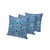 Set of Three Blue Abstract Indoor Outdoor Throw Pillow