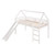 White Canopy Solid Wood Twin Loft Bed with Slide