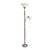 72" Antiqued Brass Metal Floor Lamp With White Glass Bowl Shade