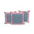 Set of Three Pink And Blue Geometric Indoor Outdoor Throw Pillow