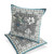 Set of Two Gray Black And White Peacock Indoor Outdoor Throw Pillow