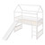 White Canopy Solid Wood Twin Loft Bed With Slide