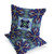 Set of Two Blue And Light Blue Floral Indoor Outdoor Throw Pillow