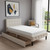 Beige Linen Upholstered Twin Bed Frame With Drawers