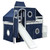 Blue Canopy Solid Wood Twin Loft Bed with Stairs and Slide and Shelves
