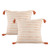 Set of Two 20" Beige And Orange Striped Cotton Blend Throw Pillows with Tassels