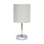 12" Silver Metal Table Lamp LED With Slate Gray Drum Shade