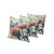 Set of Three Orange Dark Green And Yellow Floral Indoor Outdoor Throw Pillow