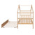 Natural Wood Twin House Bed With Trundle
