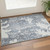3' X 5' Blue Floral Power Loom Worn Faded Area Rug