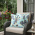 Set of Two White And Blue Peacock Indoor Outdoor Throw Pillow