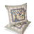 Set of Two Beige Pink And Green Peacock Indoor Outdoor Throw Pillow