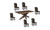 Seven Piece Brown Solid Wood Dining Set with Six Chairs