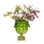 Glass Flower Vase with  Bunch  Heads Artificial Fake Silk Magnolia denudata Home Decor
