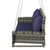 50" Blue Metal Outdoor Swing Chair with Blue Cushion