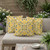 Set of Three Yellow And Blue Botanical Indoor Outdoor Throw Pillow