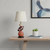 22" Brown Geometric Table Lamp With Beige Drum Shade