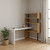93" White and Natural Wood and Metal L Shape Writing Desk