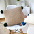 Ribbed Knit Pillowcase with PomPoms Warm Beige