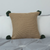 Ribbed Knit Pillowcase with PomPoms Warm Beige