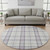 8' Lavender Ivory And Purple Plaid Washable Round Rug With UV Protection