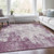 3' X 5' Plum And Ivory Abstract Washable Area Rug With UV Protection
