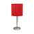 20" Silver Metal USB Table Lamp LED With Red Drum Shade