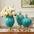  Ceramic Oval Flower Vase with Gold Metal Base