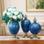  Ceramic Oval Flower Vase with Gold Metal Base