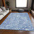 3' X 5' Sky Blue And Ivory Abstract Washable Area Rug With UV Protection