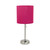 20" Silver Metal Table Lamp LED With Pink Drum Shade