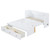 White Wood Queen Murphy Bed With Drawers