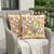 Set of Two Yellow Peach And Pink Peacock Indoor Outdoor Throw Pillow