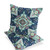 Set of Two Indigo And Aqua Floral Indoor Outdoor Throw Pillow